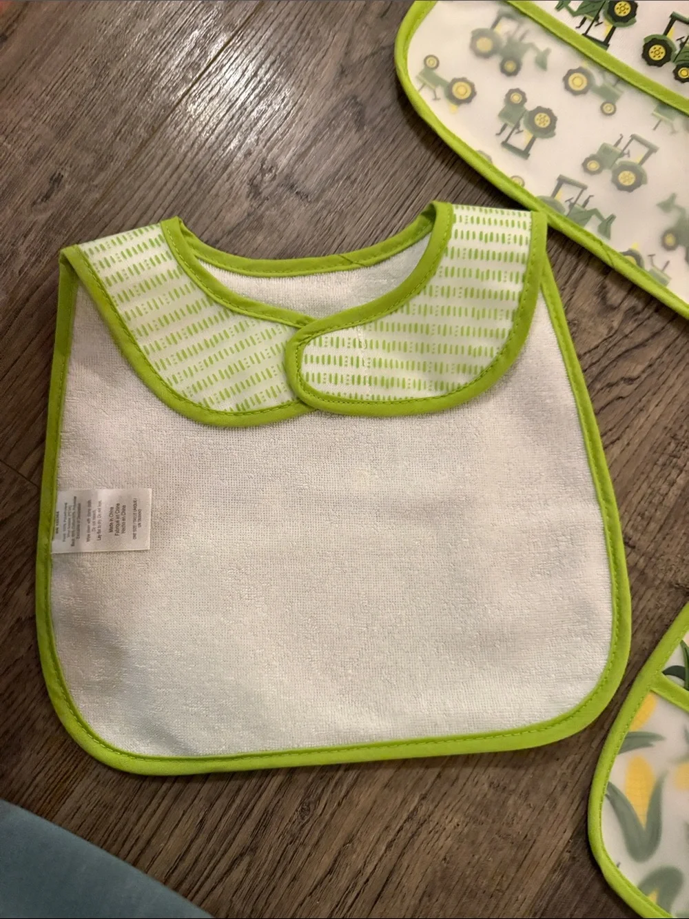 John Deere Green & Yellow Toddler Bib Set with Tractor and Corn Prints